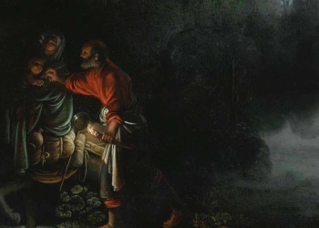 Adam Elsheimer, Fuga in Egitto (1609, particolare)