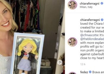 Chiara Ferragni e la bambola Trudi (screen da post Instagram)