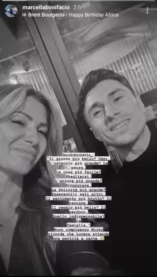 Mirko Brunetti e la dedica social da Marcella, mamma Greta Rossetti
