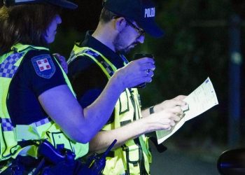 I controlli dei documenti (patente e libretto) agli automobilisti durante il posto di blocco (Foot: ANSA/JESSICA PASQUALON)