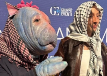 Ghali con l'alieno Rich Ciolino a Sanremo 2024 (Instagram)