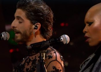 Santi Francesi e Skin a Sanremo 2024, screenshot tv