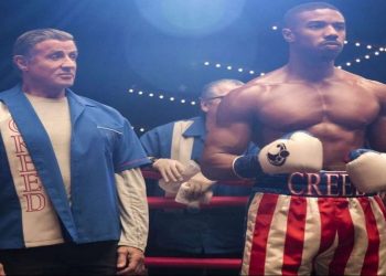 Sylvester Stallone e Michael B. Jordan in una scena del film in prima serata su Italia 1 (Foto Web)