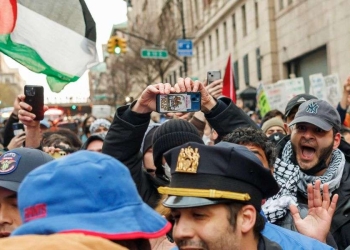 Proteste pro-palestinesi alla Columbia University, New York (Ansa)