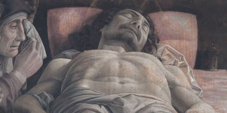 Cristo Morto di Mantegna, conservato alla Pinacoteca di Brera di Milano (particolare)