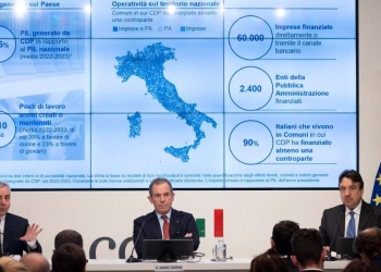 La presentazione del bilancio 2023 di Cdp (Ansa)