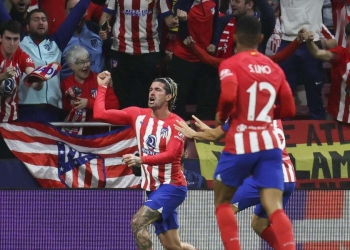 Rodrigo De Paul esulta per il gol in Atletico Madrid Borussia Dortmund (Foto ANSA)