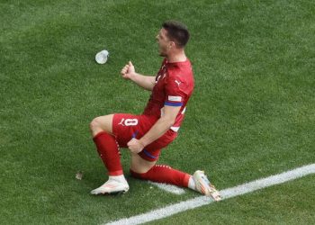 Luka Jovic in gol per la Serbia agli Europei 2024 (Foto ANSA)