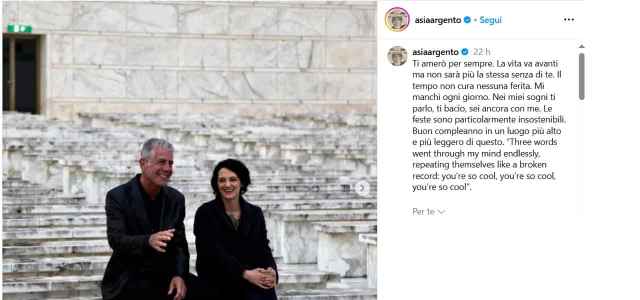 asia argento dedica ex compagno morto