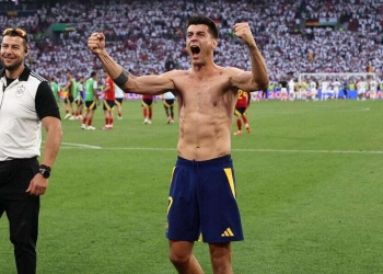 Alvaro Morata esulta agli Europei 2024 (Foto ANSA)