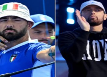 Mauro Nespoli (arciere italiano) e la simptica somiglianza con il rapper Eminem. (Foto: Web)