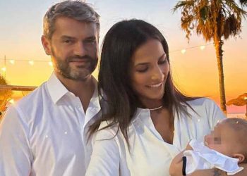 Roberta Morise battesimo del figlio