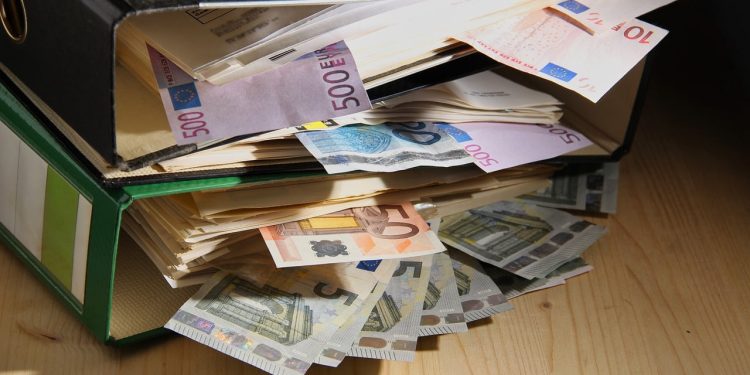 Banconote euro raccoglitore