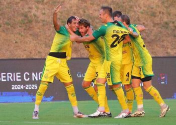 L'esultanza del Caldiero Terme (da facebook.com/calciocaldieroterme)