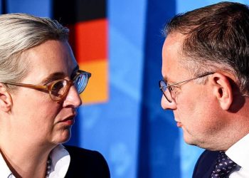 I due leader di Alternativa per la Germania (AfD) Alice Weidel (s) e Tino Chrupalla (Ansa)