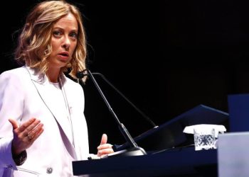 Giorgia Meloni interviene all'Assemblea di Confindustria (Ansa)