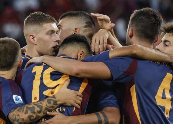 L'esultanza della Roma (Foto ANSA)