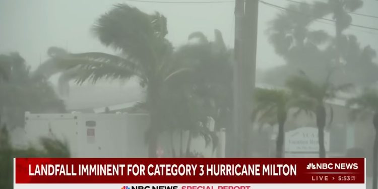 Uragano Milton, screen da Youtube