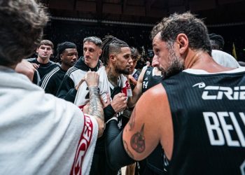Video Virtus Bologna Zalgiris - La Virtus Bologna festeggia una vittoria (da facebook.com/VirtusSegafredoBologna)