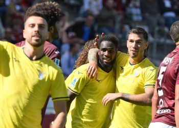 La Lazio esulta dopo un gol in Serie A (Foto ANSA)