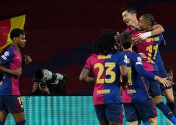 Robert Lewandowski e il Barcellona esultano (Foto ANSA)