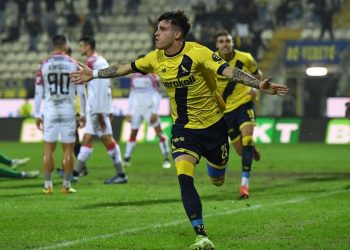 L'esultanza di Alessandro Dellavalle con il Modena (da facebook.com/modenafc)