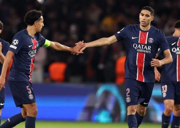 Marquinhos e Achraf Hakimi in campo con il Psg (Foto ANSA)