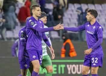 Matias Moreno e Danilo Cataldi in Conference League con la Fiorentina (Foto ANSA)