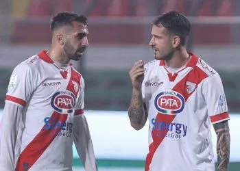 Simone Trimboli e Mattia Aramu con il Mantova (Foto ANSA)