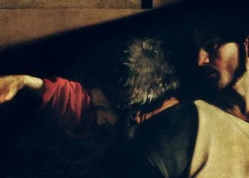 Caravaggio, Vocazione di Matteo (1599-1600), particolare