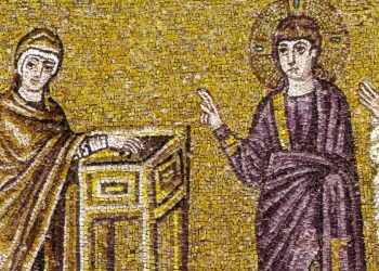 Offerta dell'obolo della vedova, decorazione musiva parietale di S. Apollinare Nuovo a Ravenna
