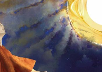 Un disegno di Samuele Gaudio che illustra il volume sul Paradiso di "Uscimmo a riveder le stelle" (Ares)