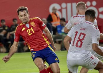 Un momento di Spagna Danimarca di Nations League (Foto ANSA)