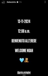 Lazza annuncio figlio Instagram