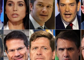 Nella combo, alcuni nomi della squadra di Trump. In alto da s.: Matt Gaetz, Tulsi Gabbard, Pete Hegseth, Marco Rubio, Robert F. Kennedy jr. In basso da s.: Ben Sasse, John Sauer, Jay Clayton, Todd Blance, Michael Waltz (Ansa)