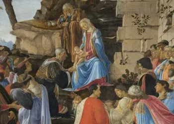 Sandro Botticelli, Adorazione dei Magi (1475 ca., particolare). Tempera su tavola.
Firenze, Gallerie degli Uffizi. Opera esposta al Museo Diocesano Carlo Maria Martini fino al 02/02/2025 nell'ambito dell'iniziativa "Un Capolavoro per Milano"