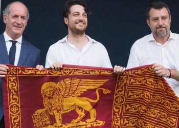 Alberto Stefani con Salvini e Zaia in Veneto