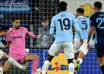 Pedro a segno con la Lazio in Europa League (Foto ANSA)