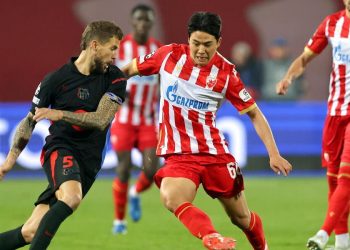 Youngwoo Seol con la Stella Rossa in Champions League (Foto ANSA)