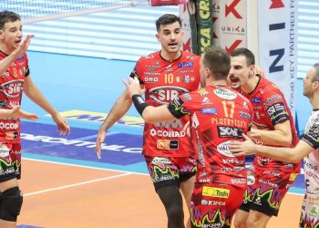 L'esultanza della Sir Safety Perugia (da facebook.com/SirSafetyPerugiaVolley)