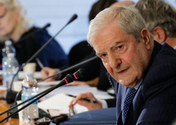 Il presidente della Corte Costituzionale Augusto Antonio Barbera a Palazzo della Consulta durante conferenza stampa in occasione della relazione annuale, Roma, 18 Marzo 2024. ANSA/GIUSEPPE LAMI