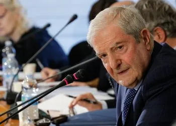 Il presidente della Corte Costituzionale Augusto Antonio Barbera a Palazzo della Consulta durante conferenza stampa in occasione della relazione annuale, Roma, 18 Marzo 2024. ANSA/GIUSEPPE LAMI