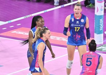 L'esultanza della Savino del Bene Scandicci (da facebook.com/savinodelbenevolley)