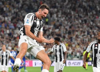 Andrea Cambiaso esulta con la Juventus (Foto ANSA)