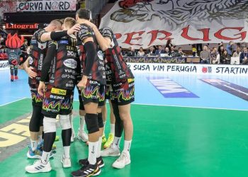 La Sir Safety Perugia in campo (da facebook.com/SirSafetyPerugiaVolley)