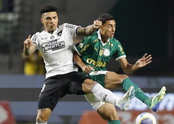 Vitor Reis con il Palmeiras contro il Botafogo (Foto ANSA)