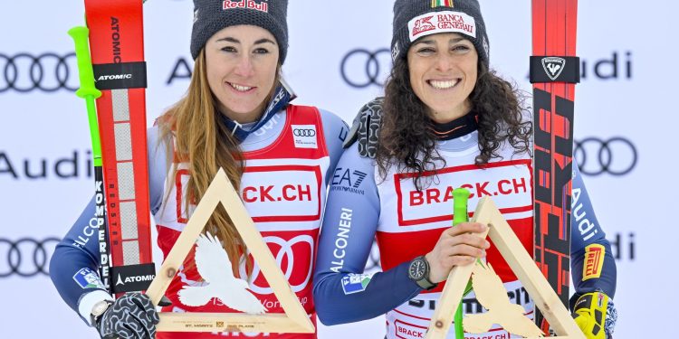 Sofia Goggia e Federica Brignone, qui a Sankt Moritz (Ansa)