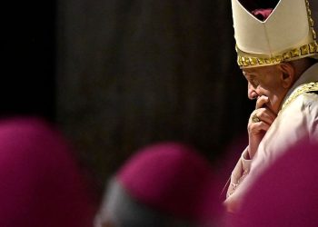 Papa Francesco il 9 maggio 2024, in San Pietro, durante l'indizione del Giubileo (Ansa)