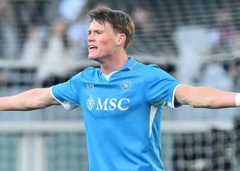 Scott McTominay con la maglia del Napoli (Foto ANSA)