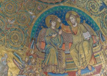 Roma, Basilica di Santa Maria Maggiore. Particolare dell'abside, mosaico di Jacopo Torriti (foto di Wolfgang Moroder, da Wikipedia)